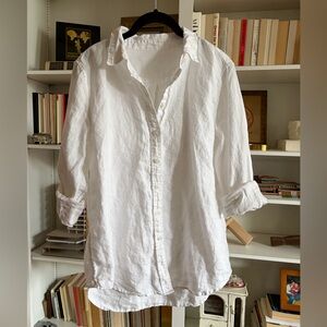 100% LINEN Classic Chic Button Down Long Sleeve Shirt